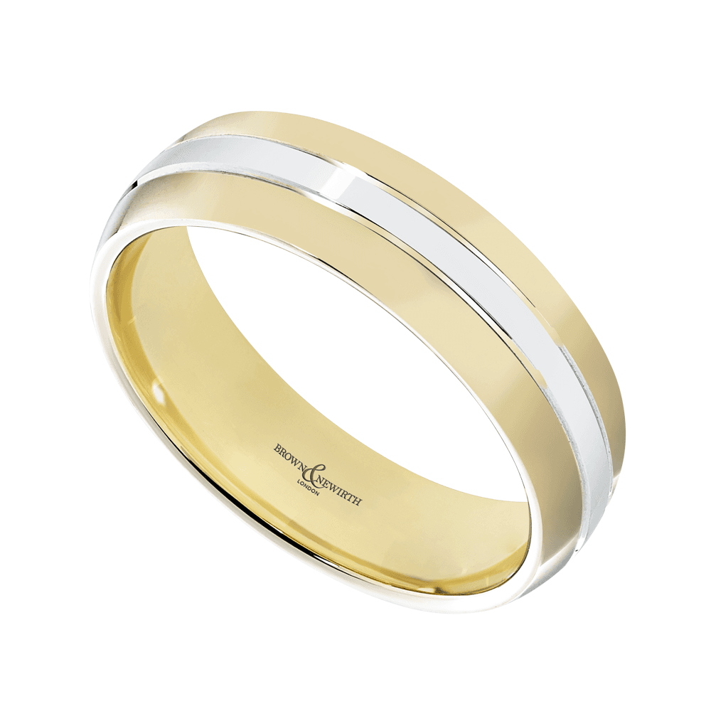 Flux 18ct Yellow Gold And Platinum 6mm Wedding Ring