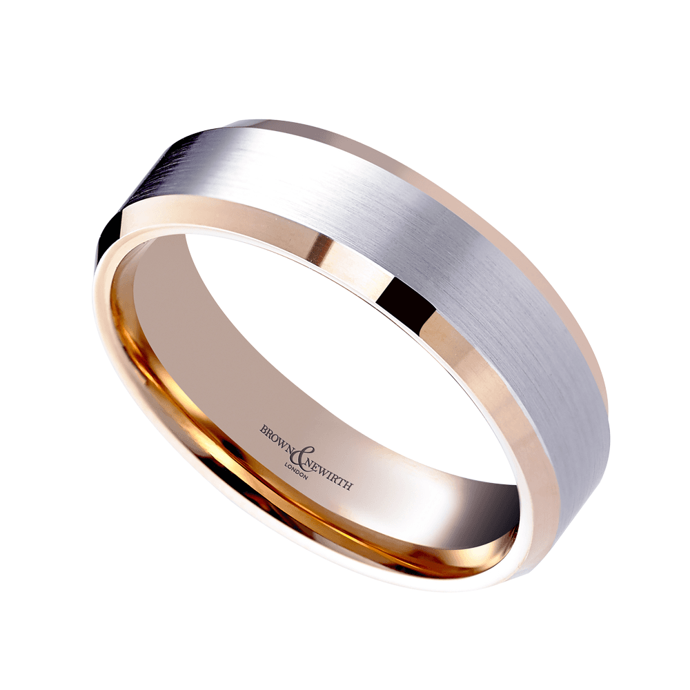 Diverse 18ct Rose Gold And Platinum 6mm Wedding Ring