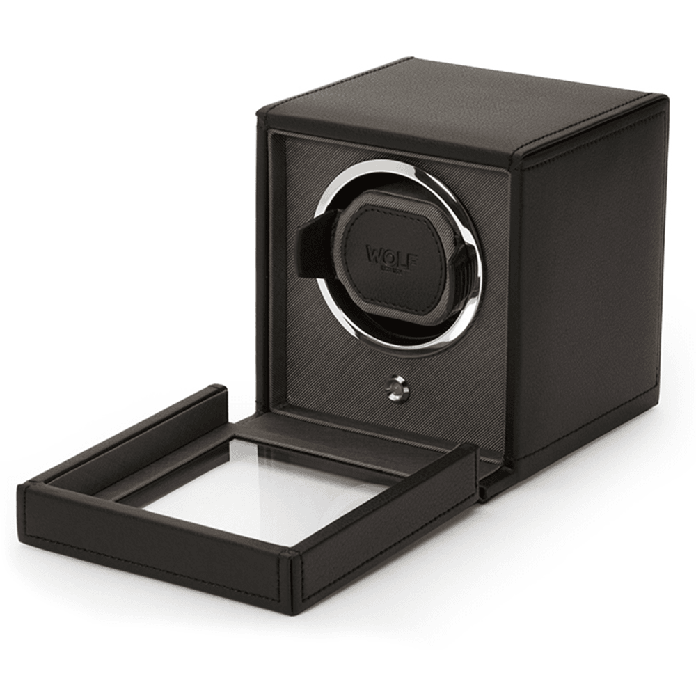 Cub Black Single Watch Winder With Cover