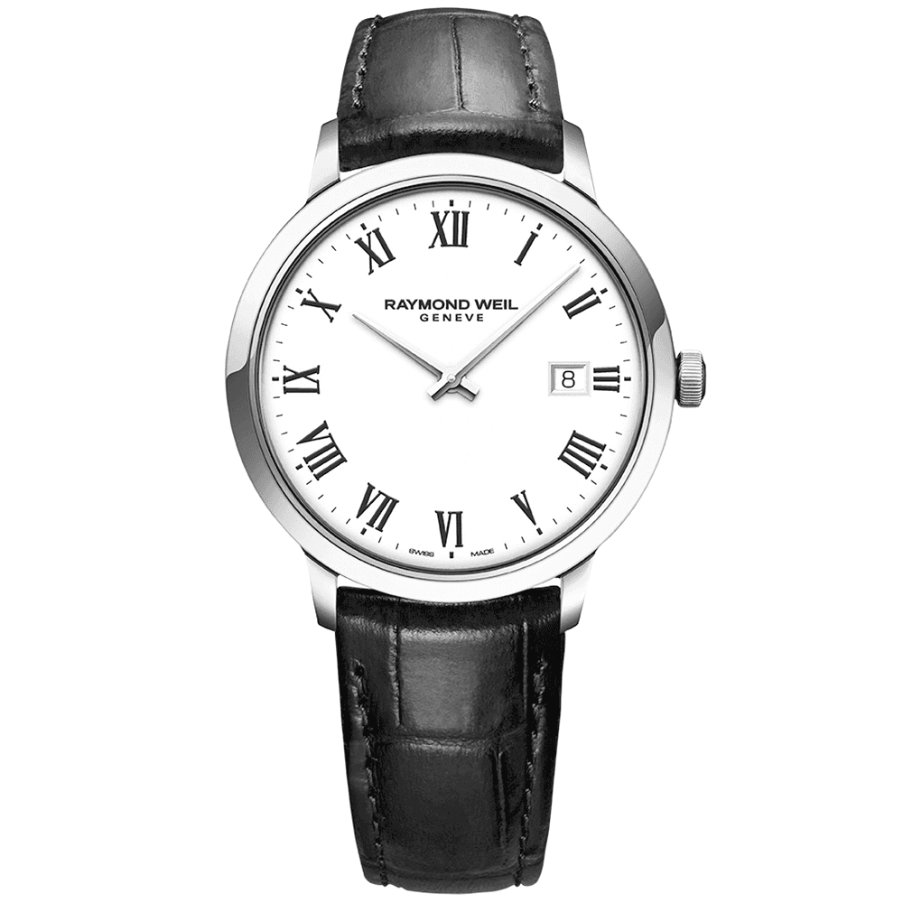 Toccata 39mm White Roman Dial Men's Leather Strap Watch