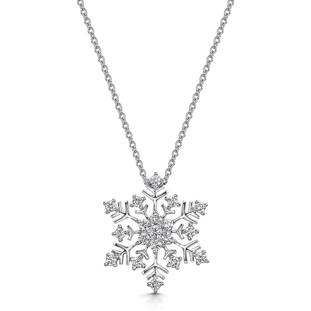 18ct White Gold Diamond Snowflake Pendant