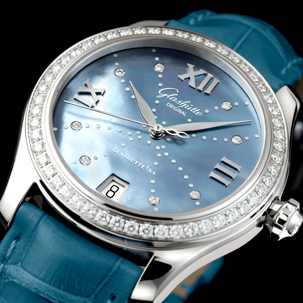 Lady Serenade 36mm Blue Diamond Set Dial & Bezel Ladies Strap Watch