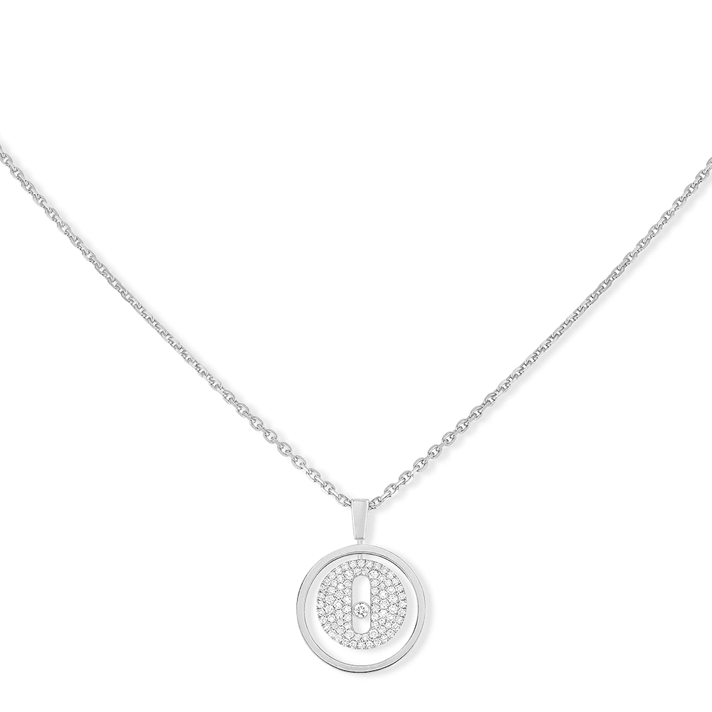 18ct White Gold Lucky Move Pave Diamond Necklace