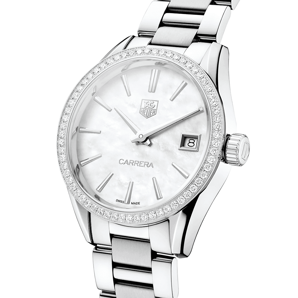 Carrera 32mm White Mother of Pearl & Diamond Bezel Ladies Watch
