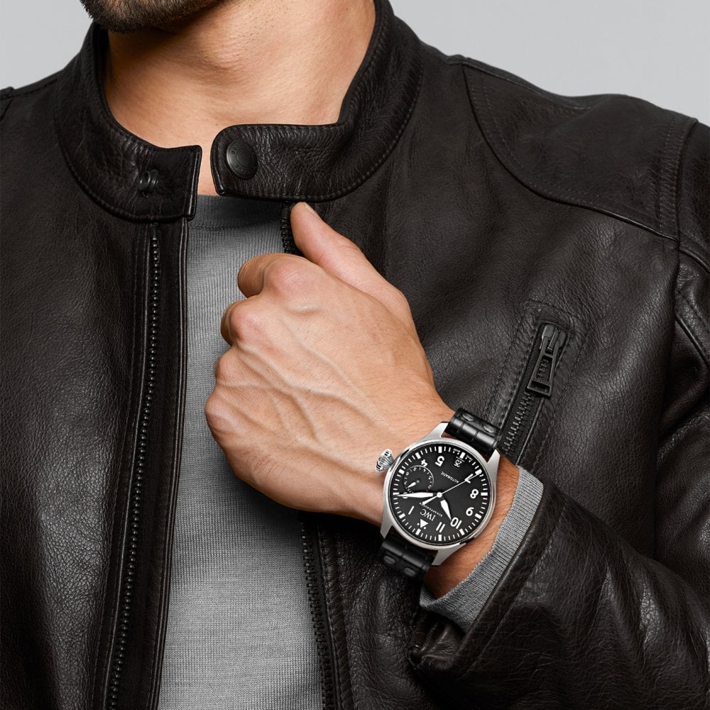 Big Pilot's 46mm Black Dial Men's Leather Strap Watch