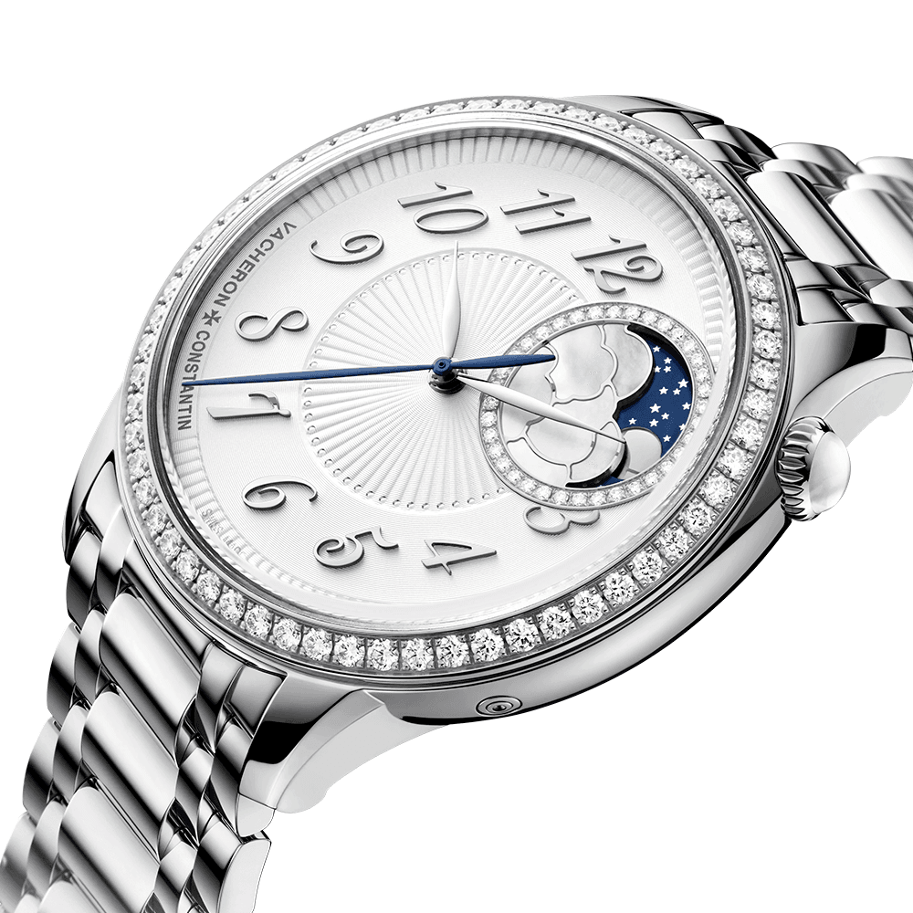 Egerie Moonphase 37mm Diamond Set Dial & Bezel Ladies Bracelet Watch