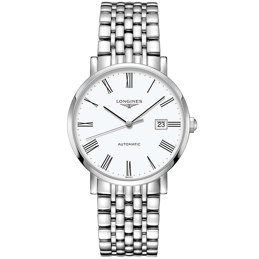 Elegant 39mm White Roman Dial Automatic Bracelet Watch