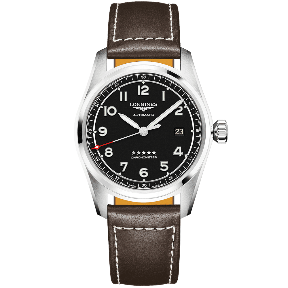 Spirit 40mm Black Dial Men's Automatic Leather Strap Watch