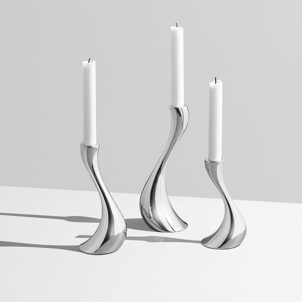 Stainless Steel Cobra Candleholder Small, Medium And Large Set