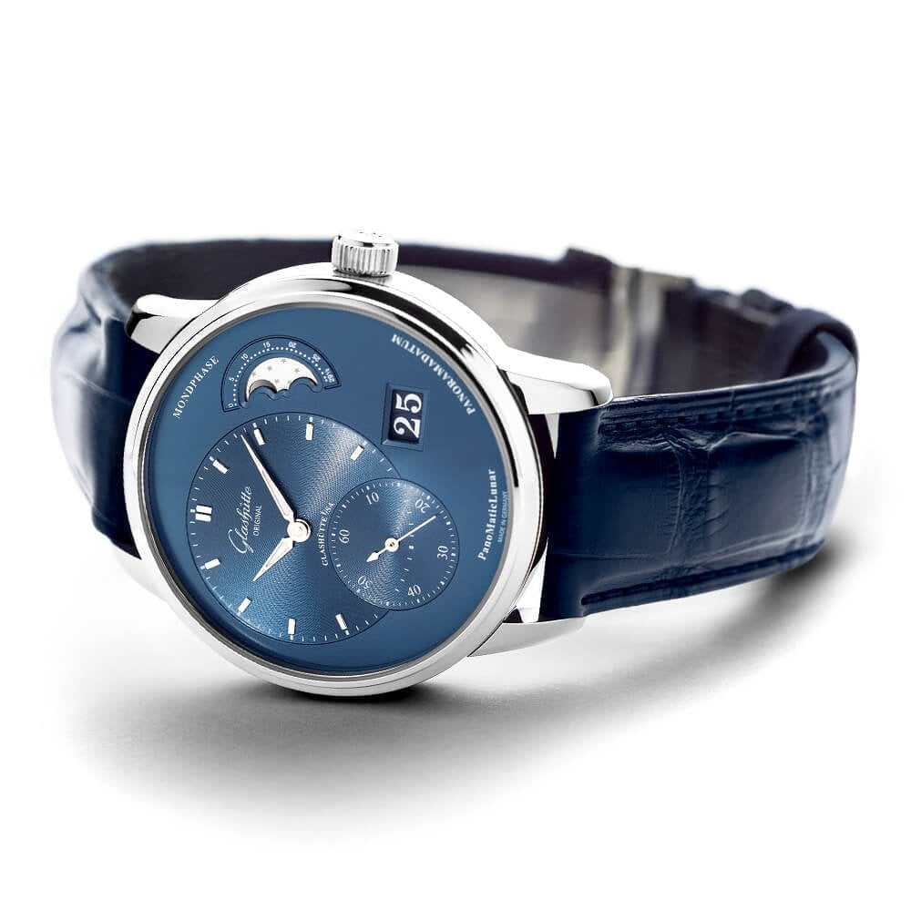PanoMaticLunar 40mm Steel & Blue Dial Automatic Men's Watch