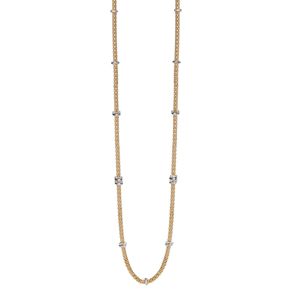 Prima 18ct Yellow Gold 90cm Necklace With Diamond Rondels