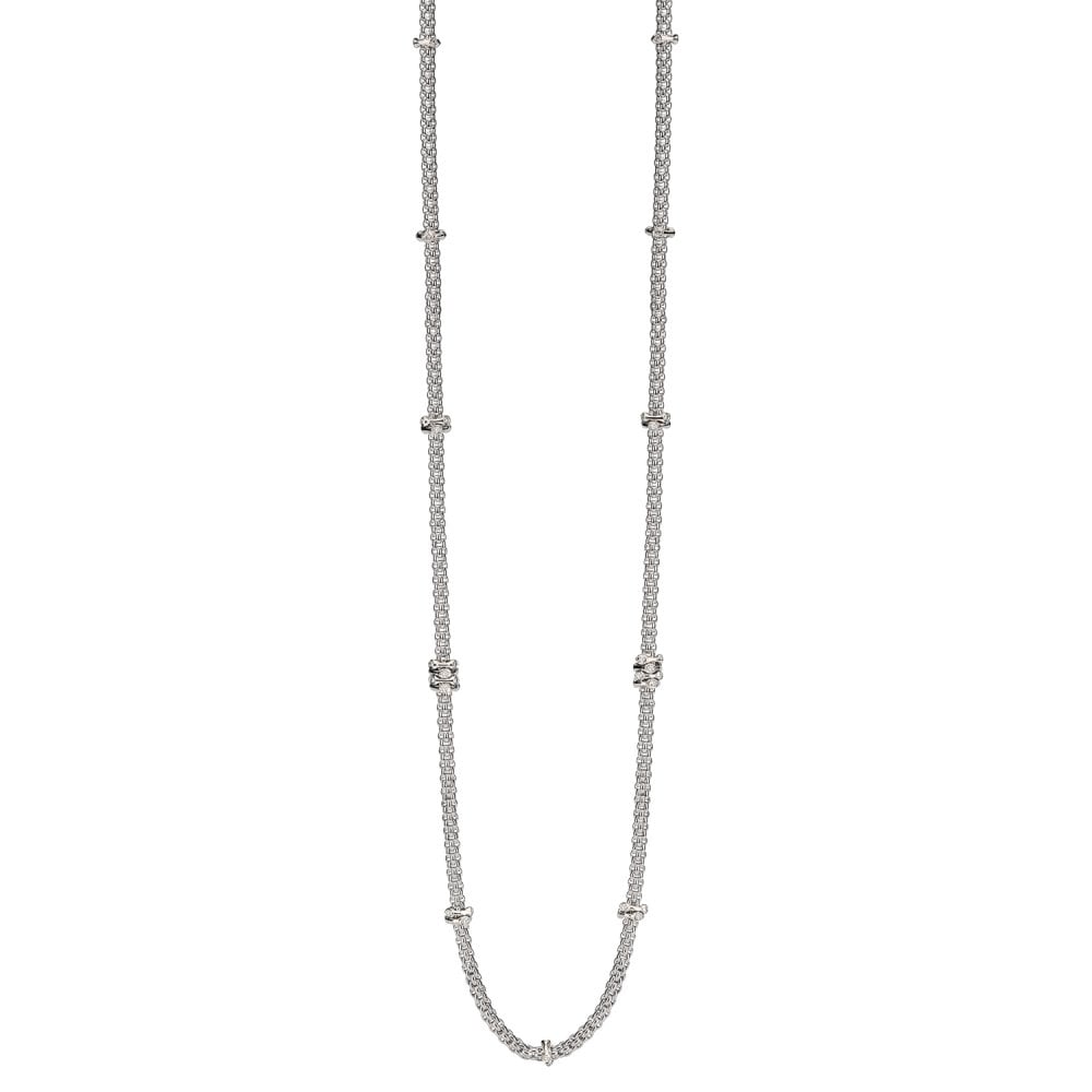 Prima 18ct White Gold 90cm Necklace With Diamond Rondels