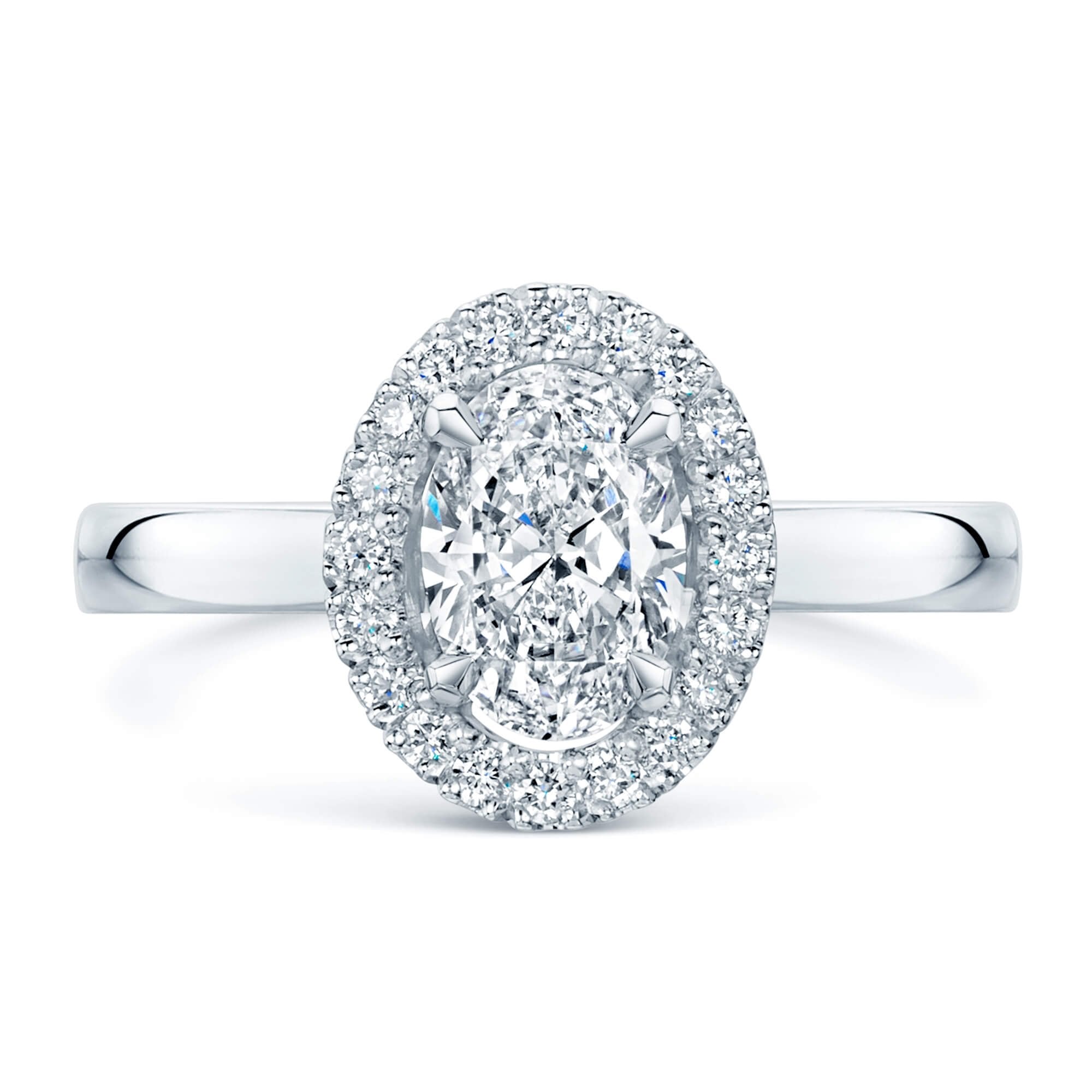 Platinum GIA Certificated Oval Diamond Halo Cluster Ring