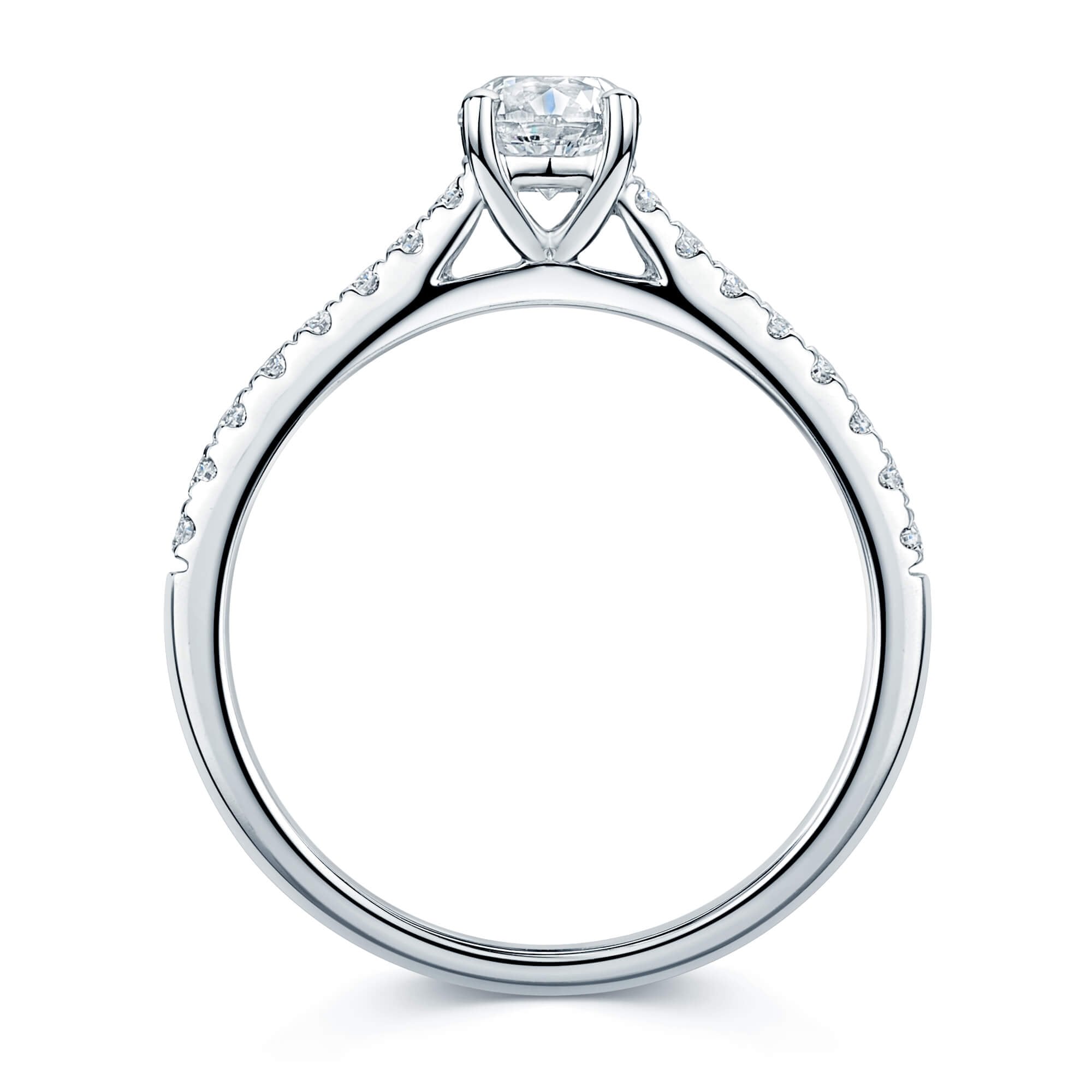 Simply Solitaire Collection Platinum Set Diamond Solitaire Engagement Ring With Diamond Shoulders GIA Certified 0.50 Carat