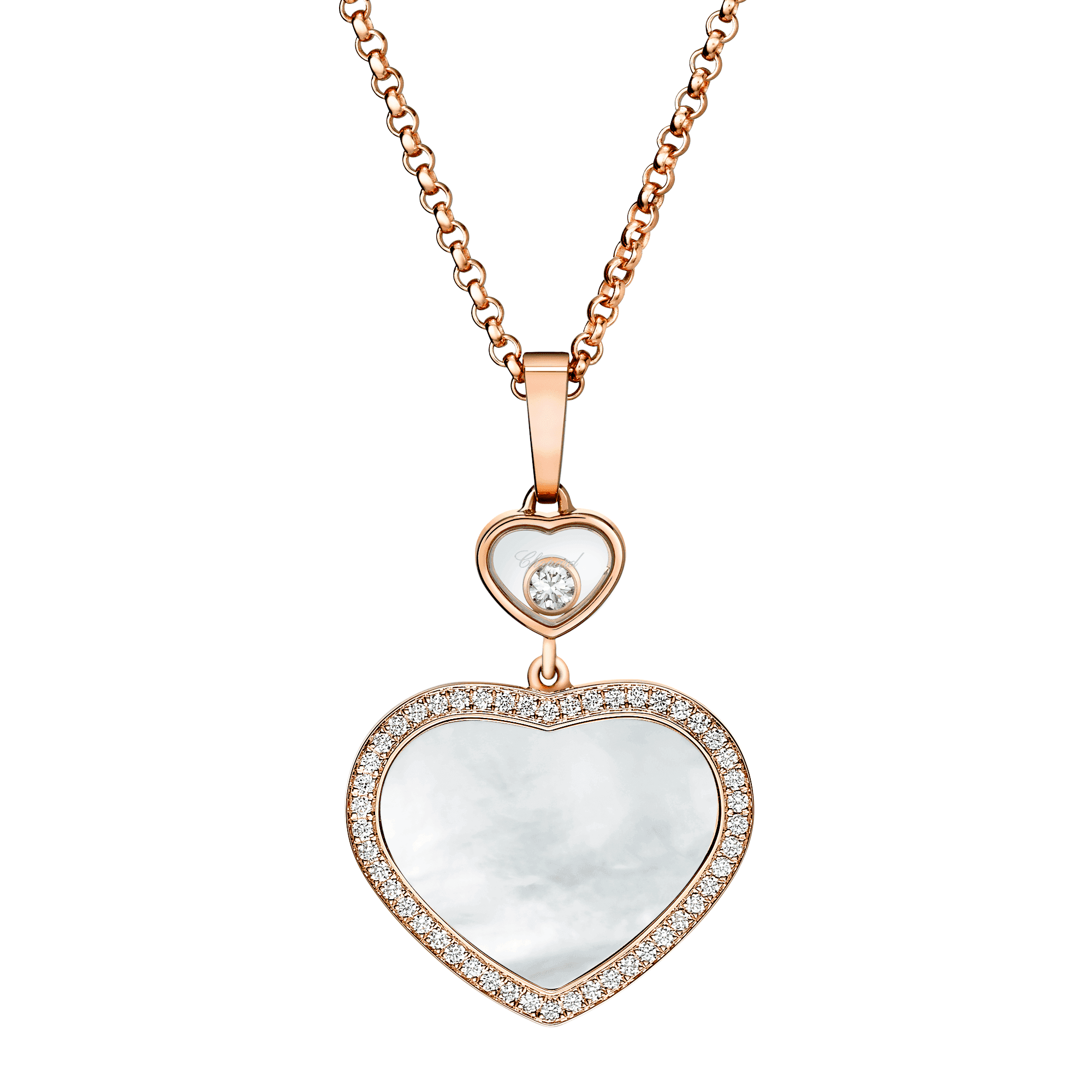 18ct Rose Gold Happy Hearts Mother of Pearl & Diamond Set Pendant
