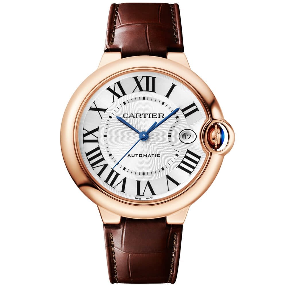 Ballon Bleu 18ct Rose Gold 40mm Silver Dial Automatic Leather Strap Watch