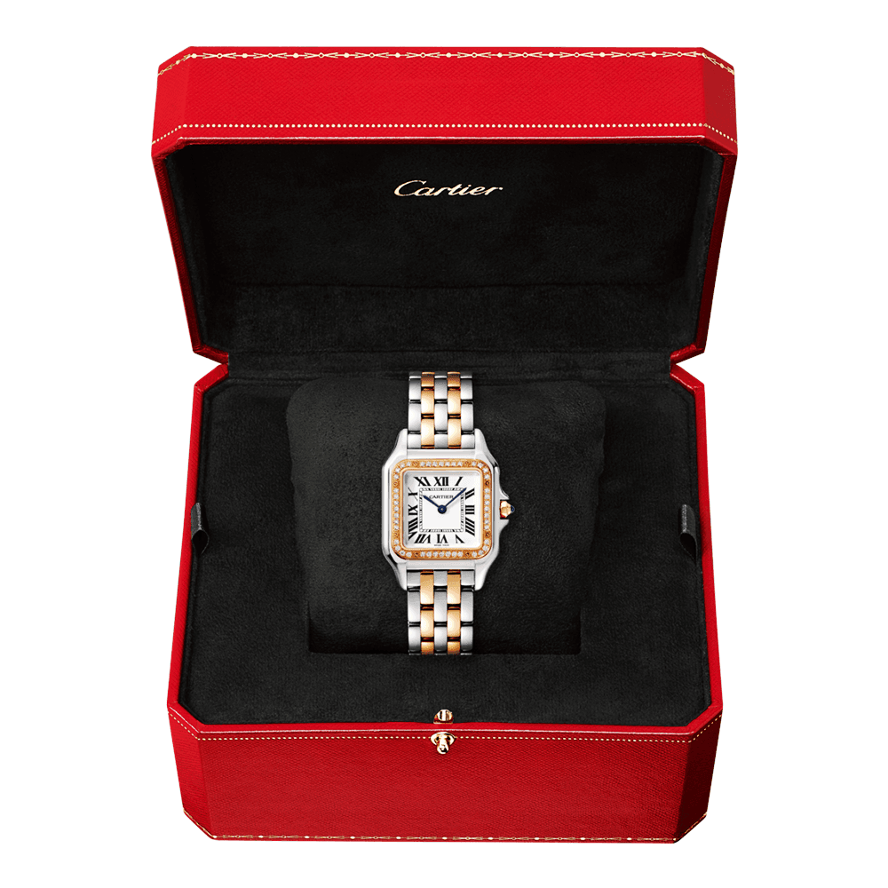 Panthère de Cartier Medium 18ct Rose Gold & Steel Diamond Bezel Watch