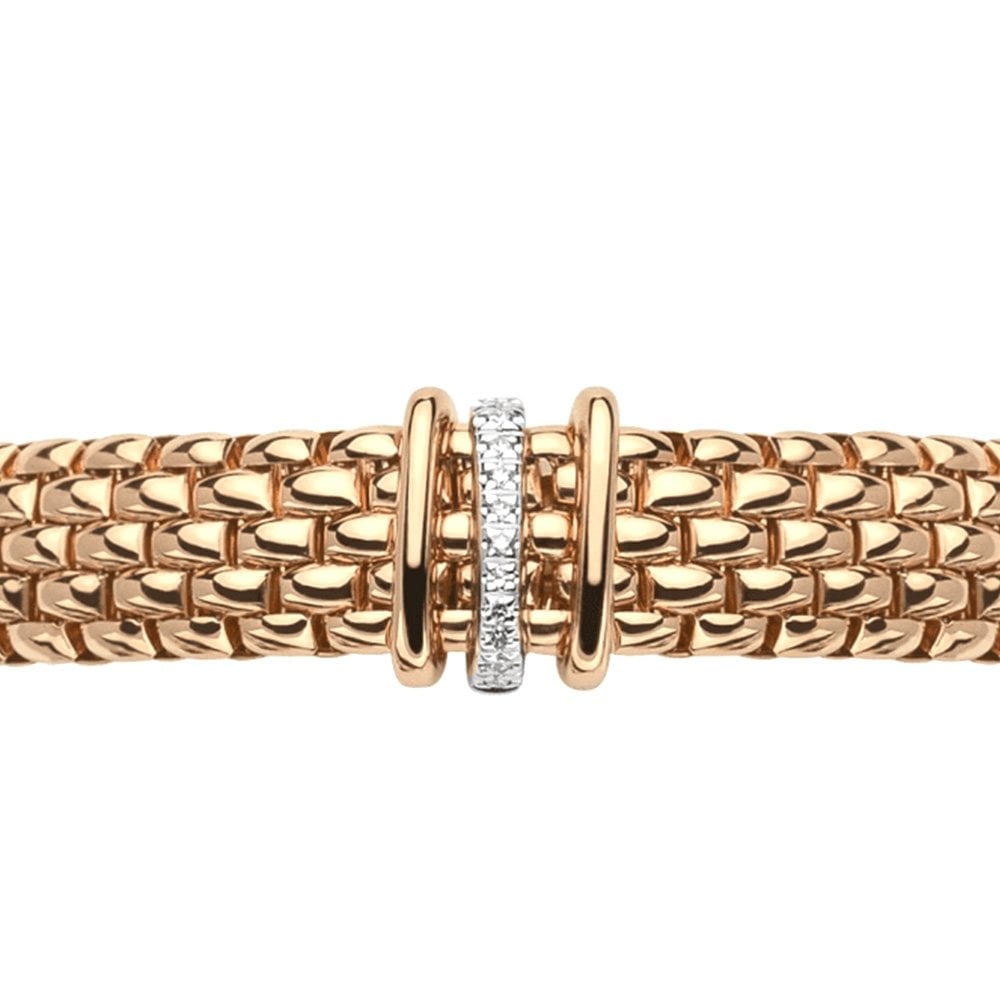 Panorama 18ct Rose Gold Bracelet With Diamond Set And Polished Rondels