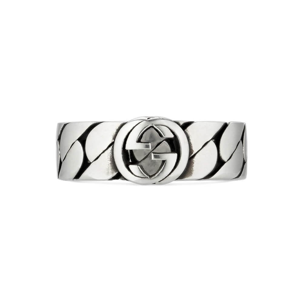 Interlocking  Sterling Silver Logo 6mm Band Ring