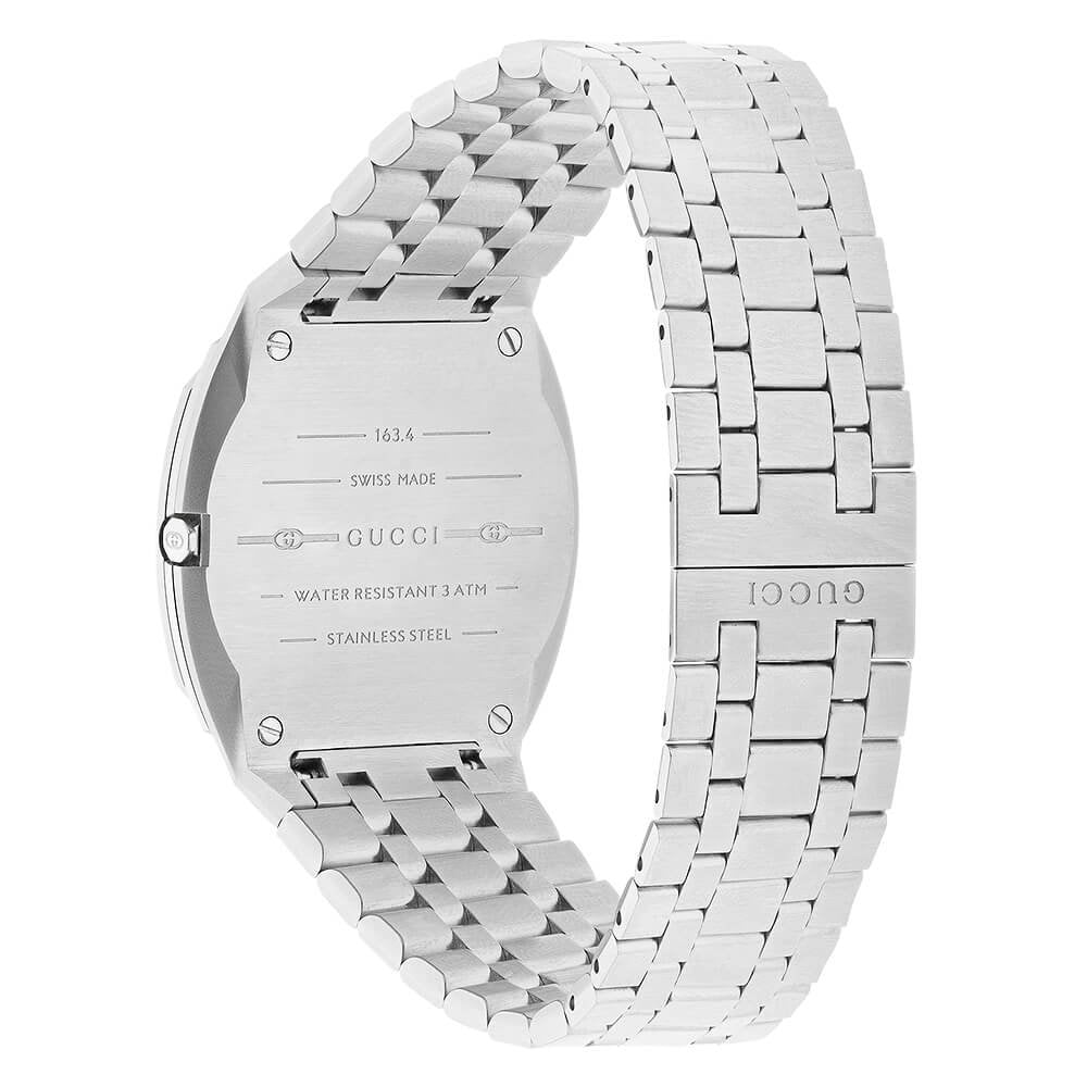 GUCCI 25H 34mm Silver Dial Stainless Steel Bracelet Watch