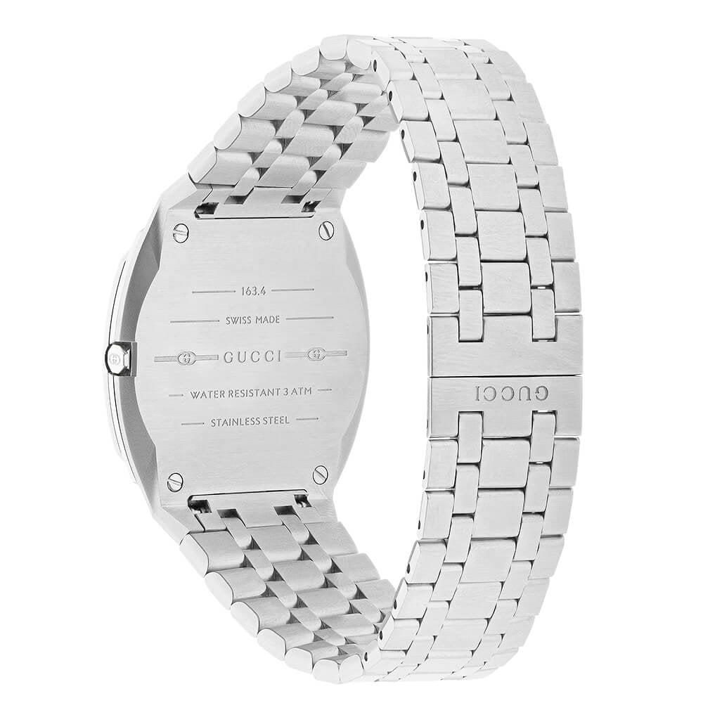 GUCCI 25H 38mm Silver Dial Stainless Steel Bracelet Watch