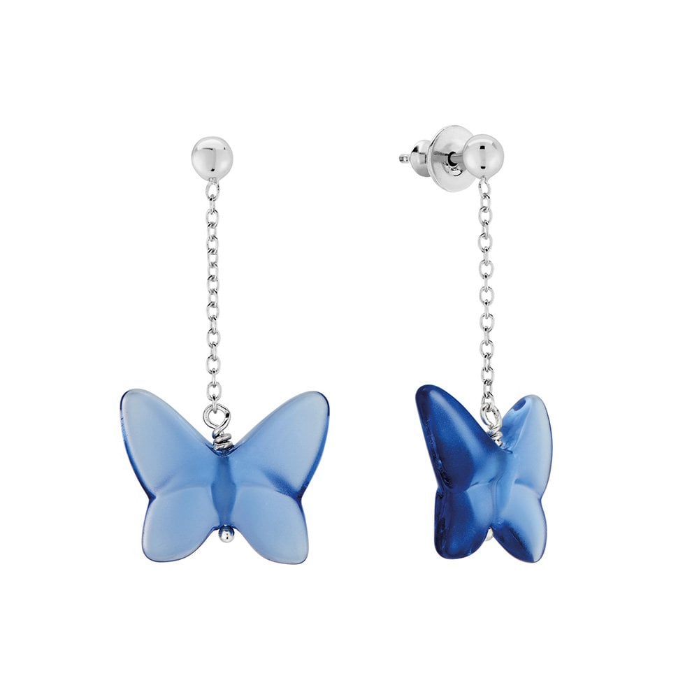 Papillon Silver & Blue Crystal Drop Earrings