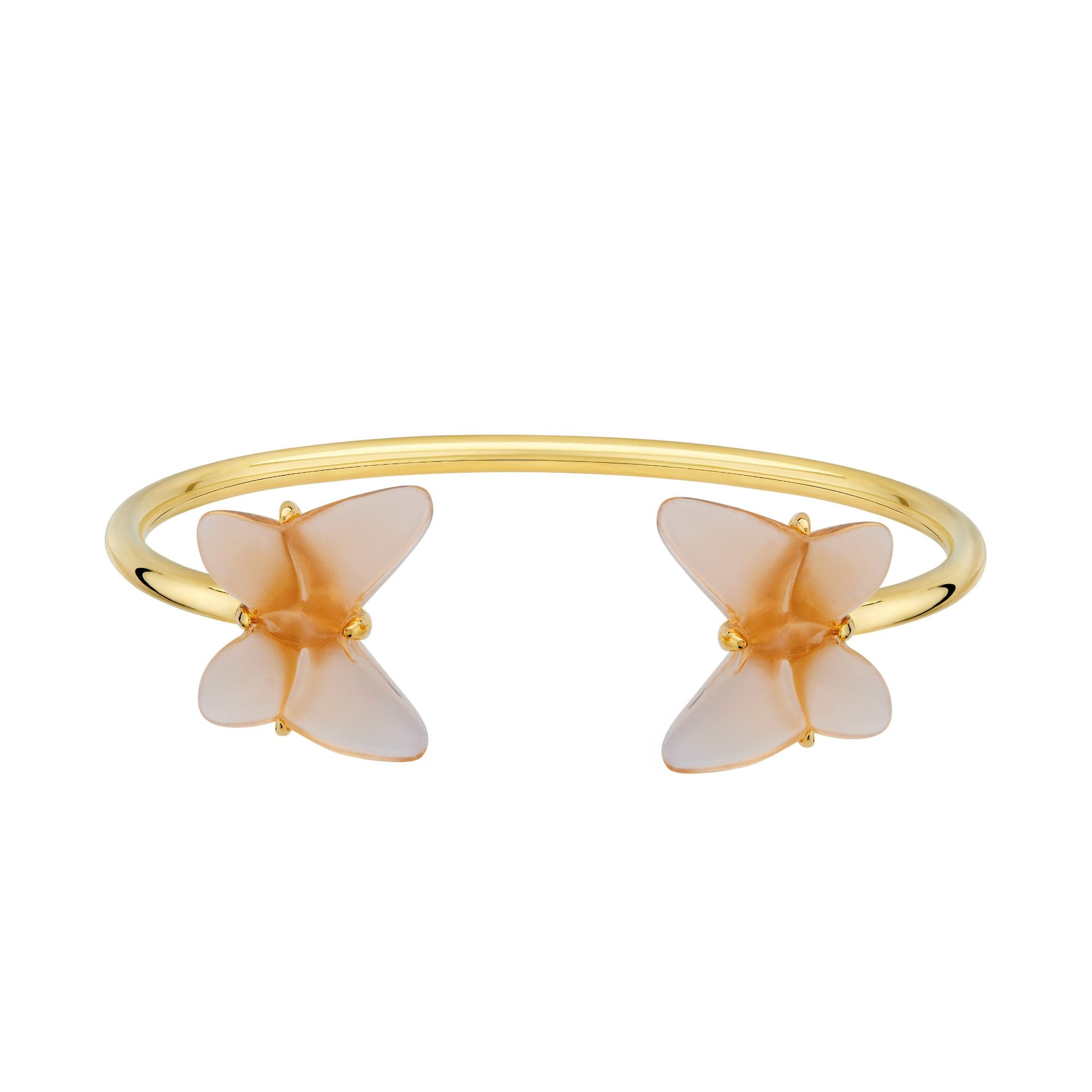 Papillon Flexible 18ct Yellow Gold-Plated & Peach Crystal Bangle - S