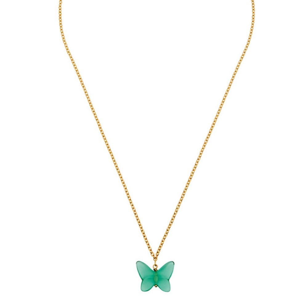 Papillon 18ct Yellow Gold-Plated & Green Crystal Necklace