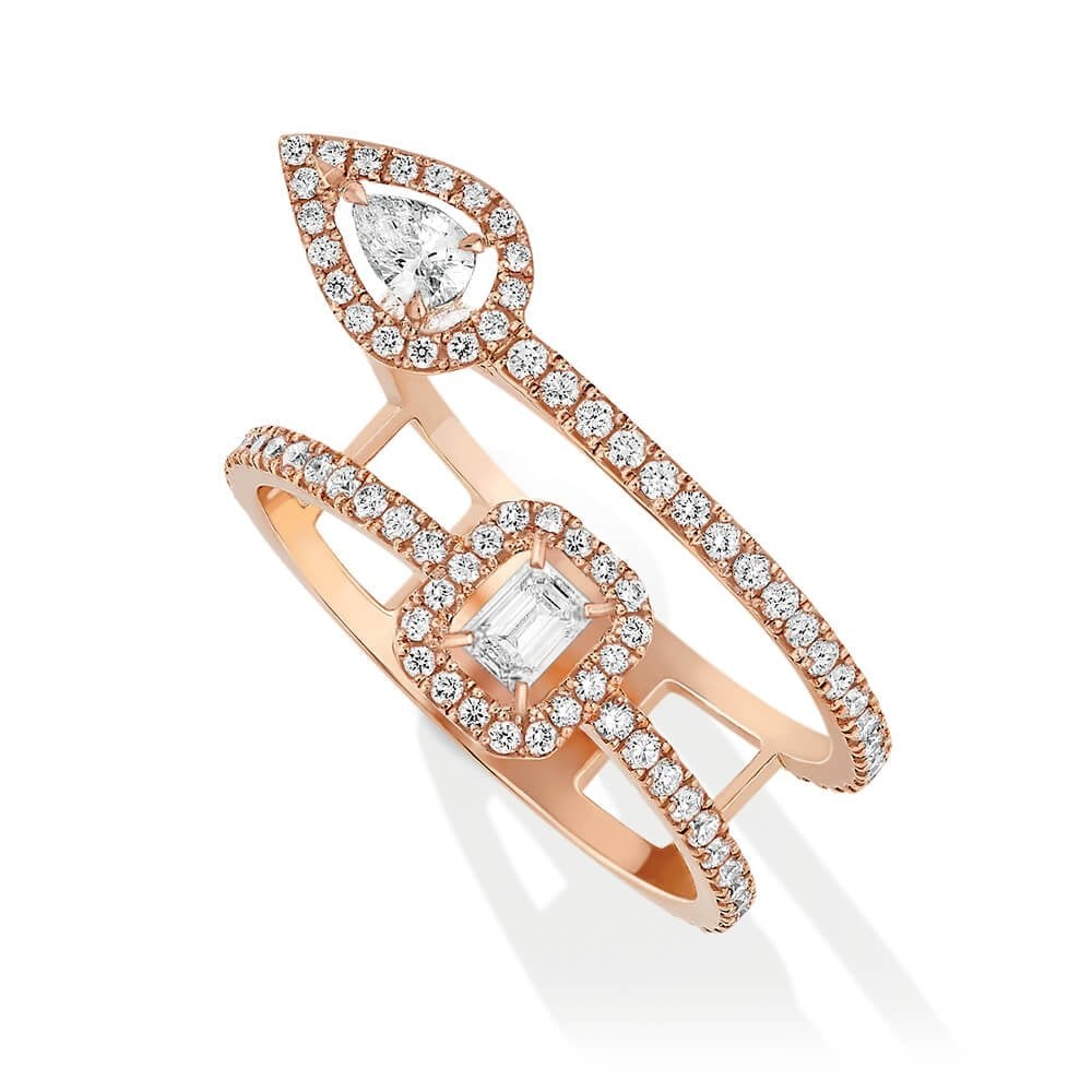 18ct Pink Gold My Twin Two Row Diamond Ring