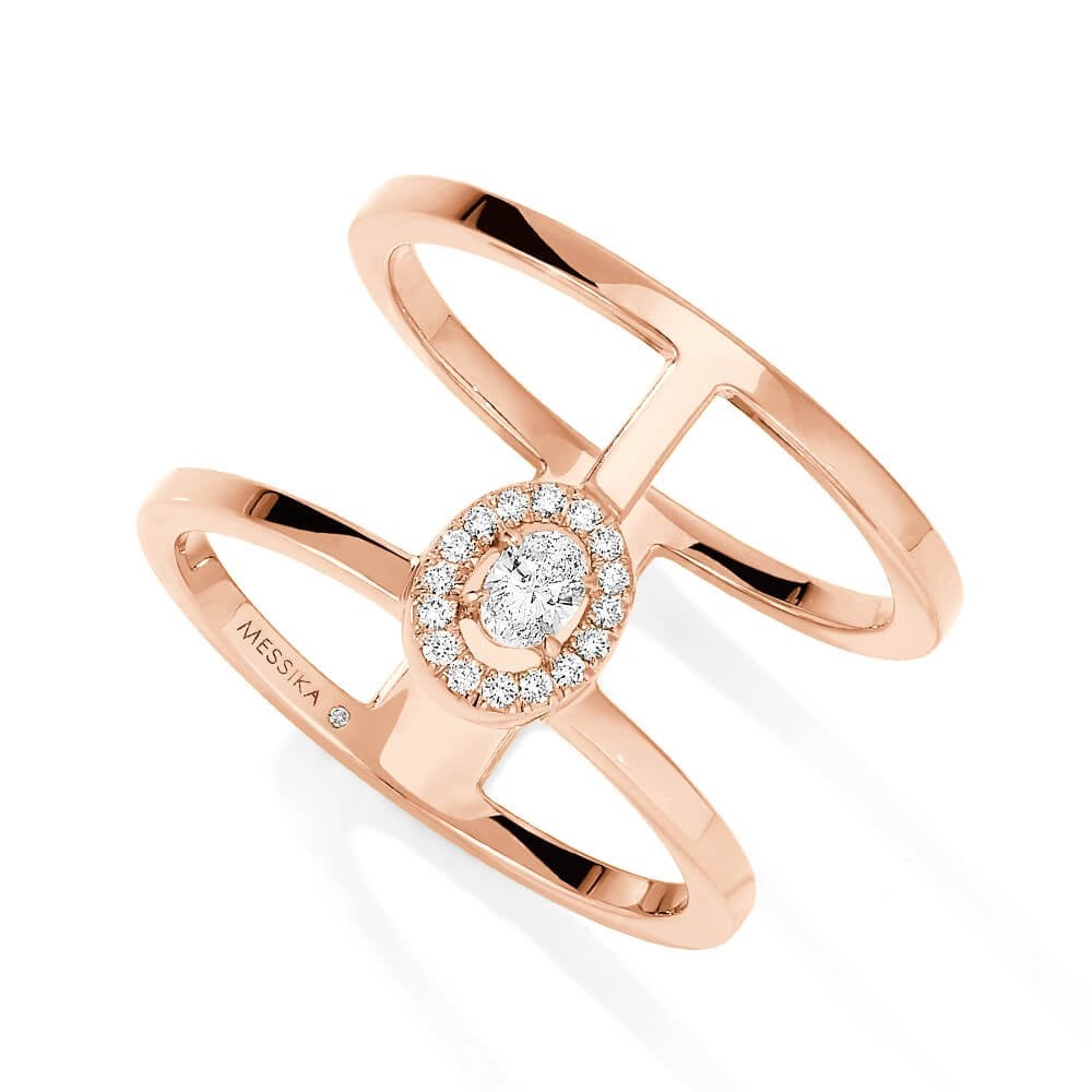 18ct Pink Gold Glam'Azone 2 Rows Diamond Ring