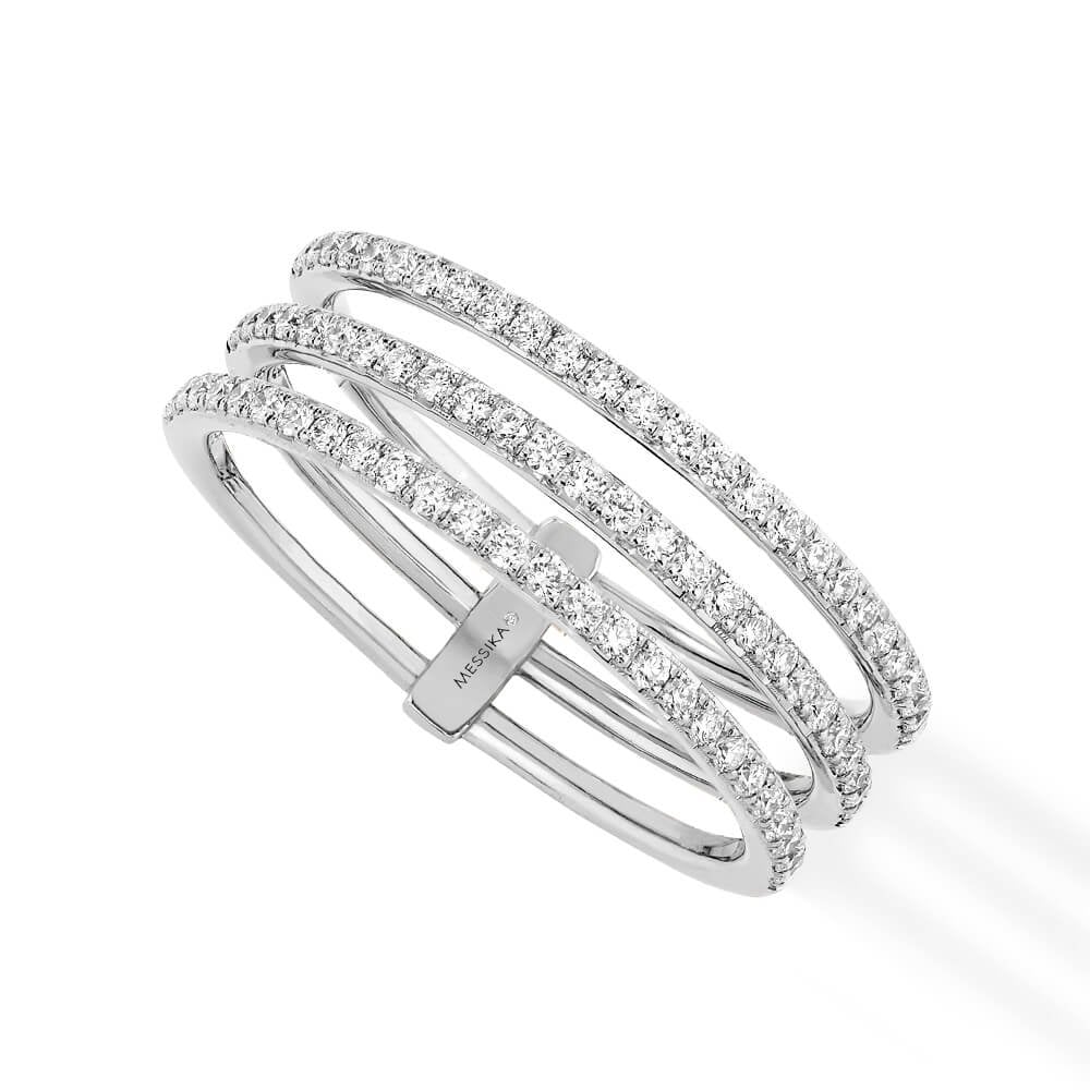 18ct White Gold Gatsby 3 Rows Pave Set Diamond Ring