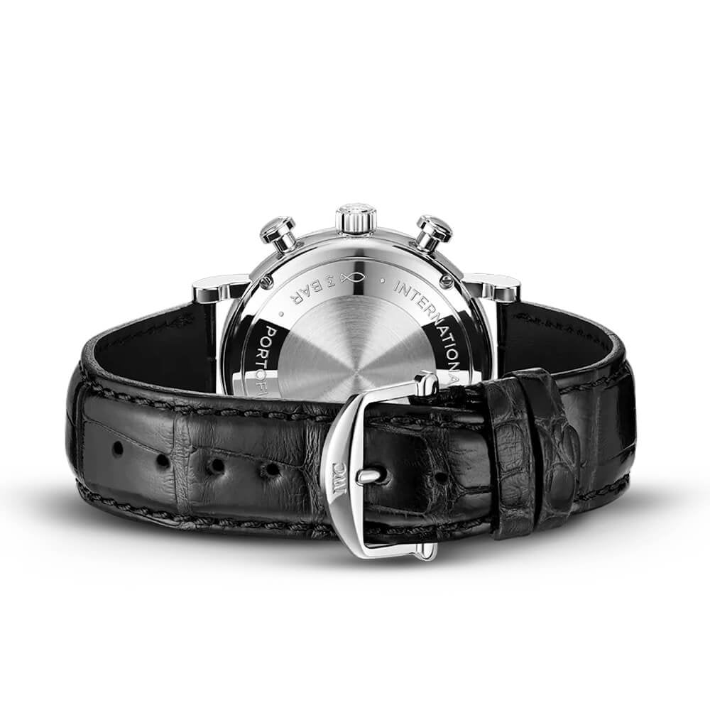 Portofino 39mm Silver/Rose Dial Chronograph Leather Strap Watch