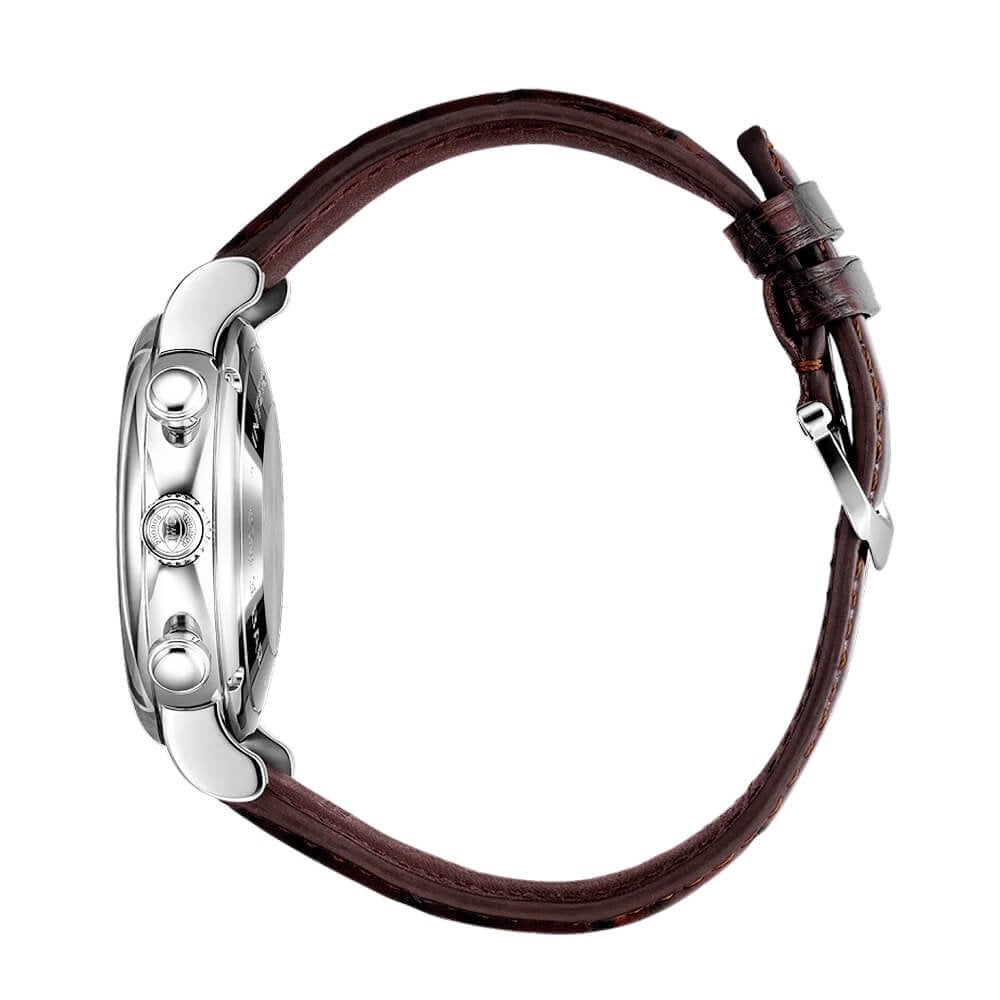 Portofino 39mm Black/Rose Dial Chronograph Leather Strap Watch