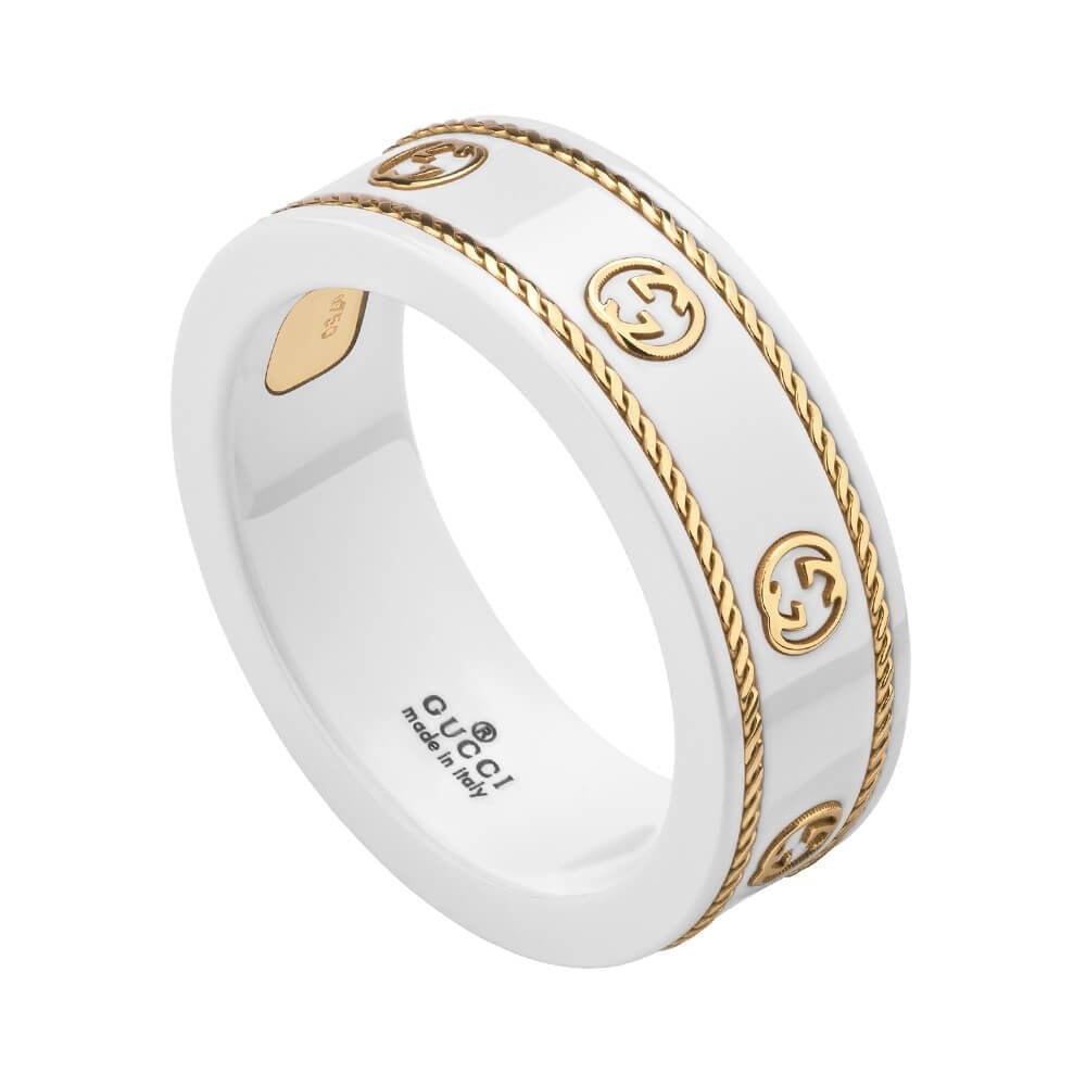 Icon 18ct Yellow Gold And White Zirconia Ring With Interlocking G Detail