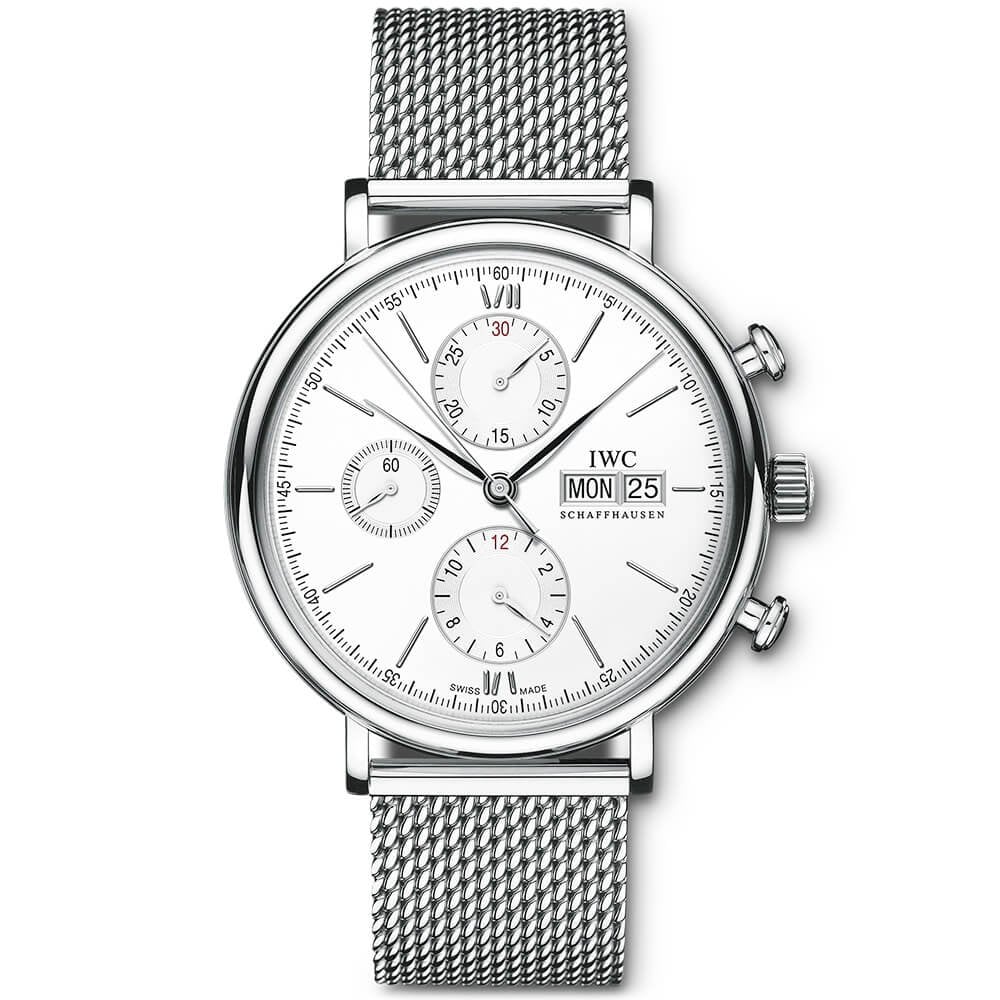 Portofino 42mm Silver Dial Men's Chronograph Bracelet Watch