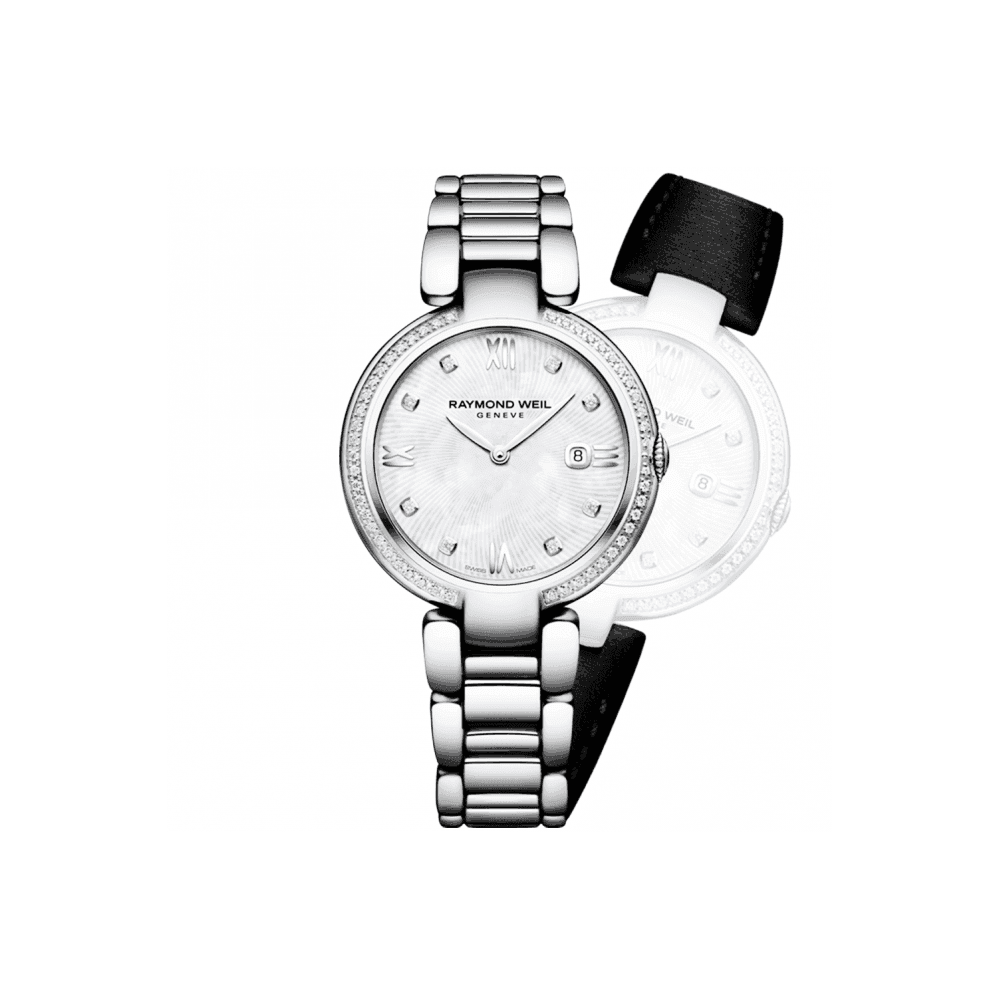 Shine Steel Quartz Mother of Pearl Dial / Diamond Bezel Bracelet Watch