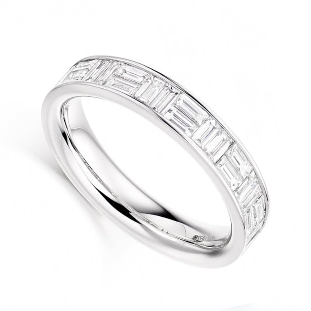 Platinum Geometric Baguette Cut Diamond Half Eternity Ring