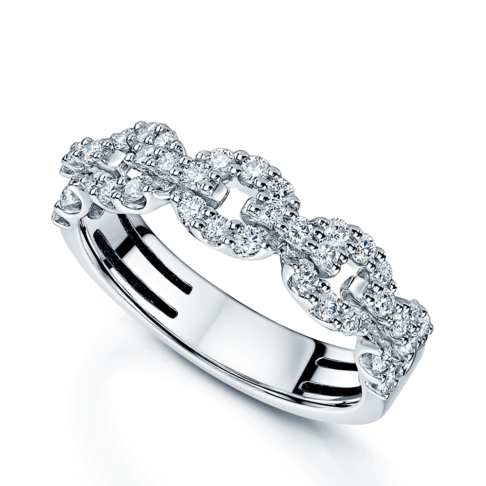 Platinum Diamond Set Chain Link Design Medium Ring