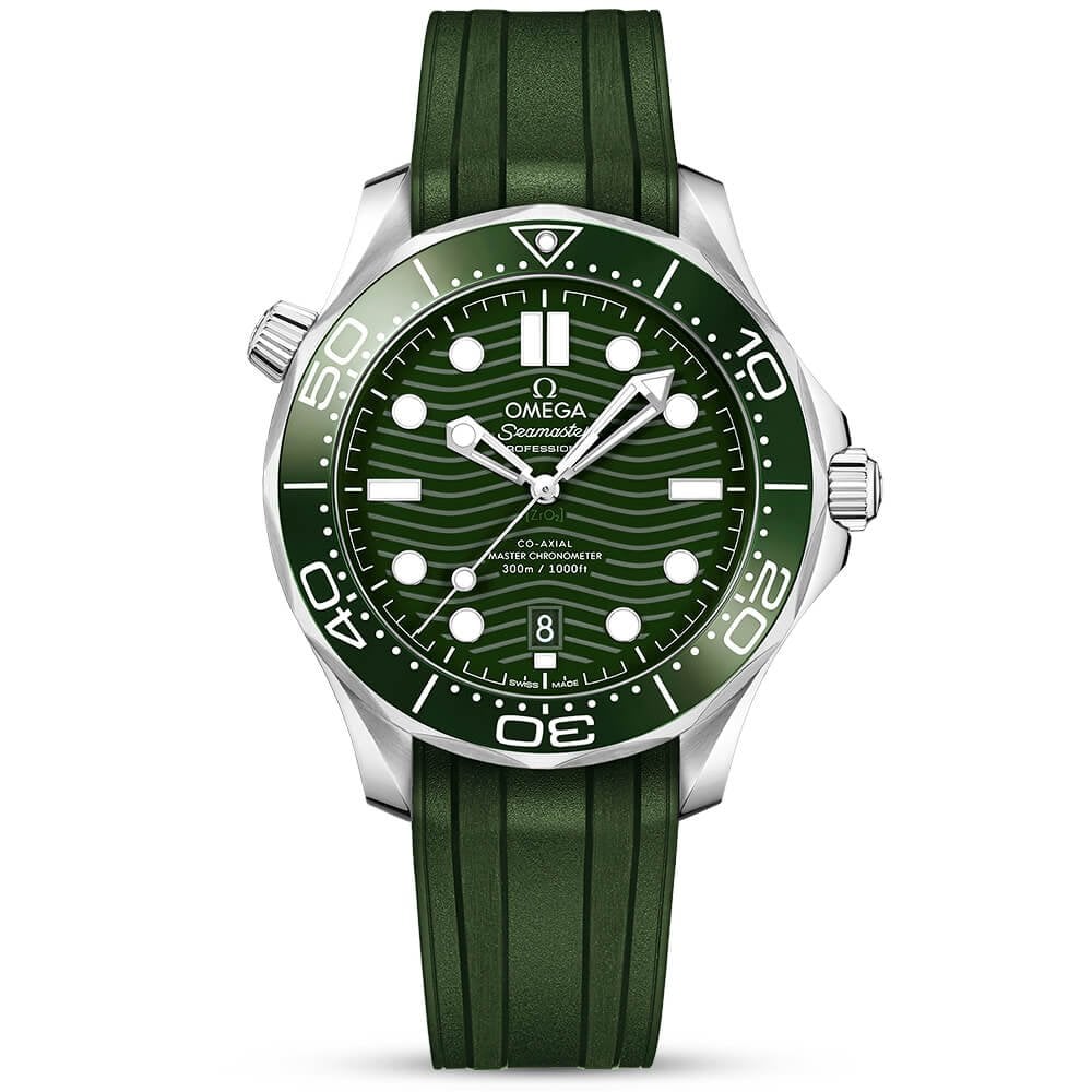 Seamaster Diver 300m 42mm Green Dial Men's Rubber Strap Watch