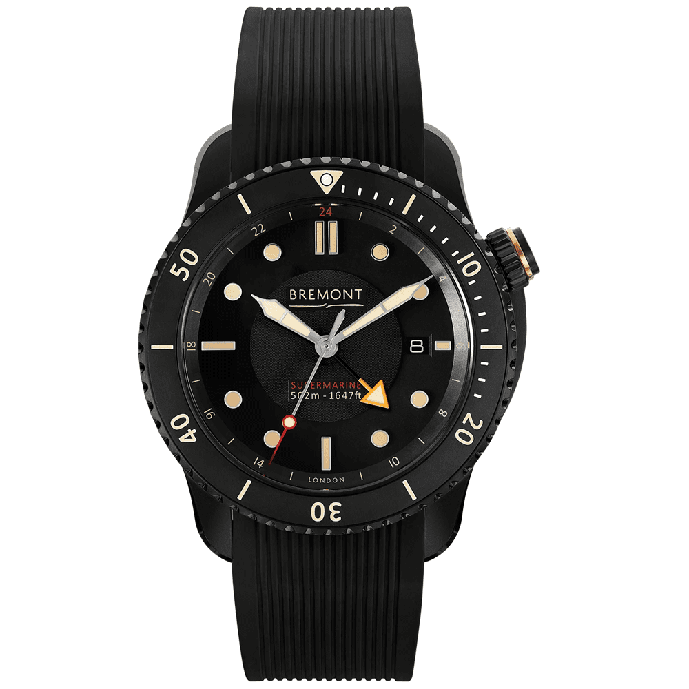 Supermarine S502 43mm DLC Men's Rubber Strap Watch