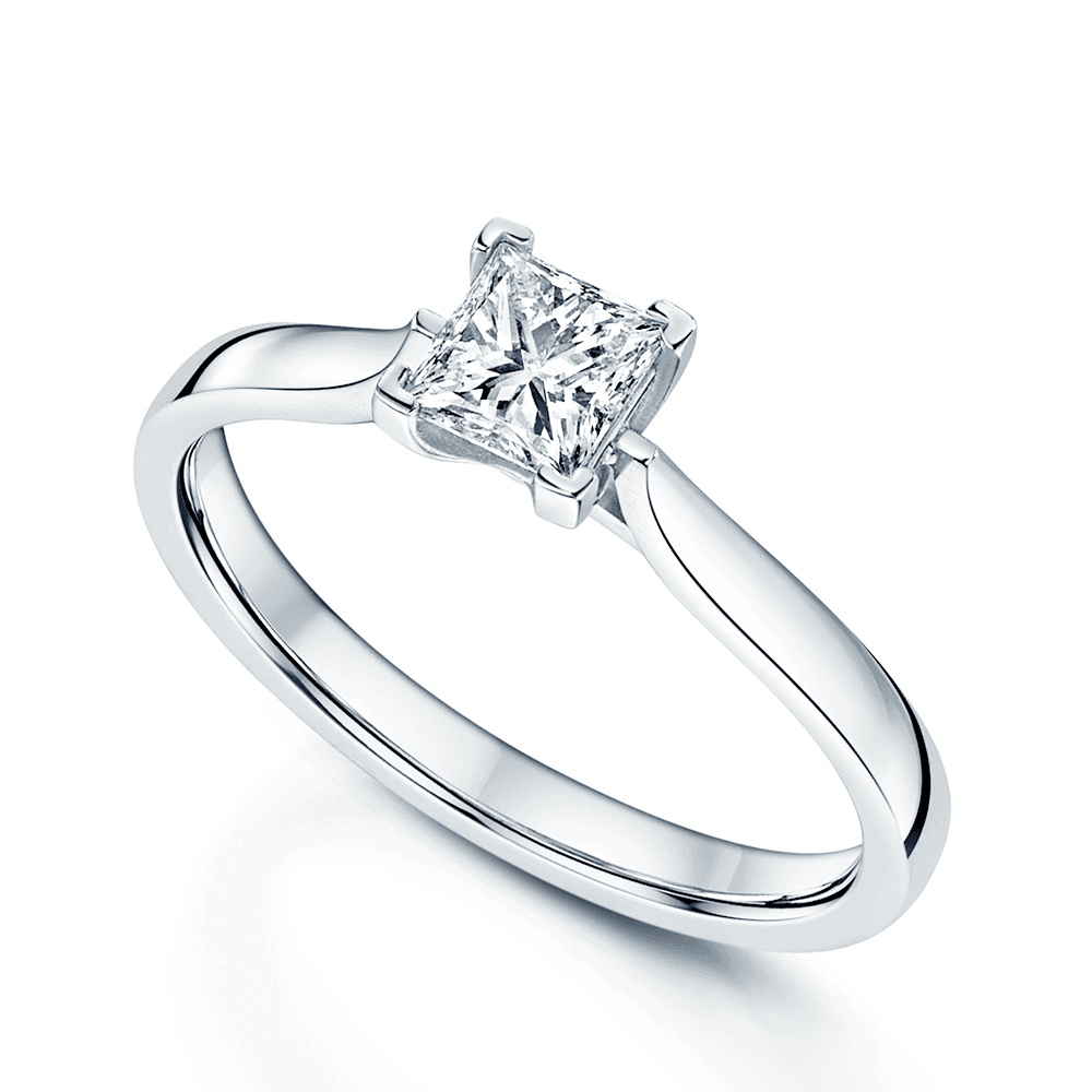 Platinum GIA Princess Cut Single Stone Diamond Ring