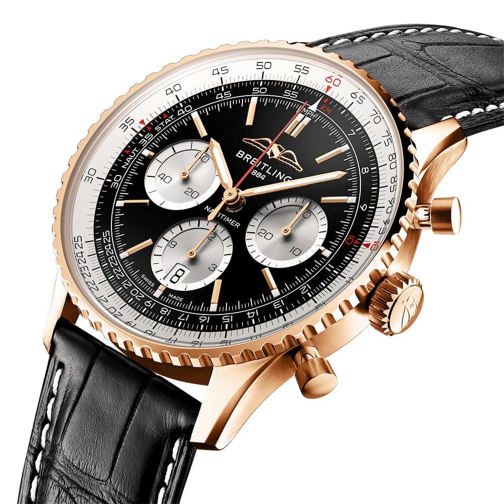 Navitimer 18ct Red Gold 43mm Black/Silver Dial Men's Chronograph Watch
