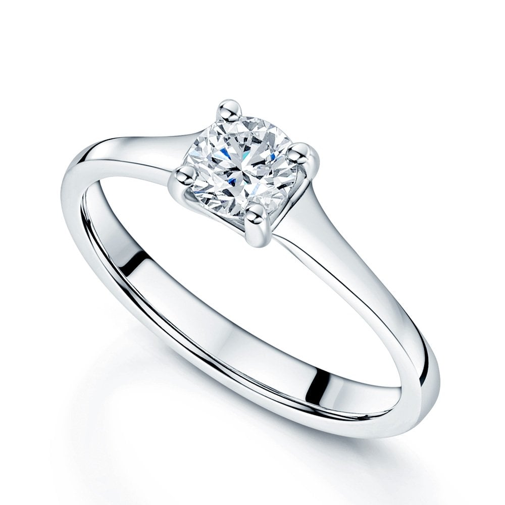 Platinum GIA Certificated 0.50 Carat Round Brilliant Cut Diamond Ring