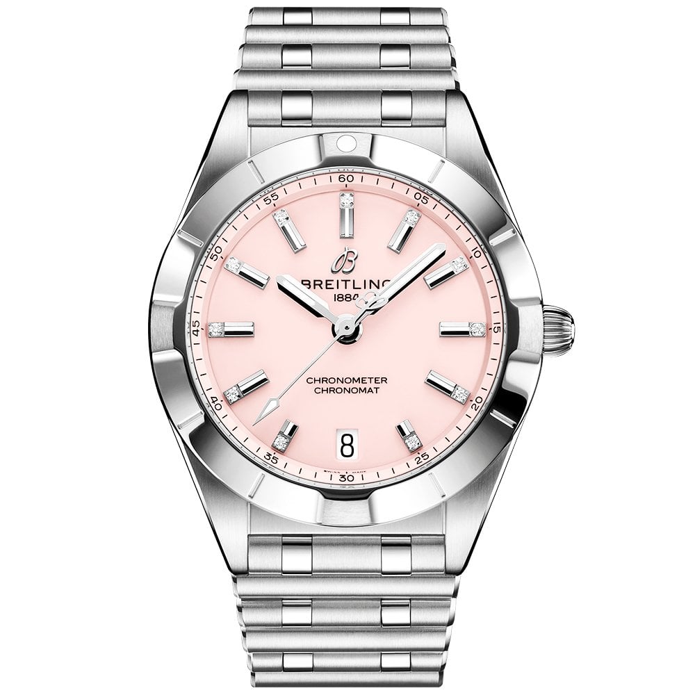 Chronomat 32mm Pink Diamond Dial Ladies Bracelet Watch