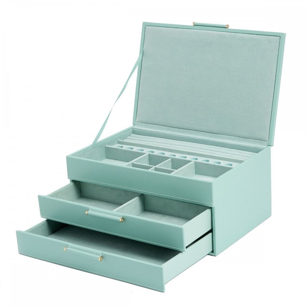 Jade Leather Sophia Jewellery Box With Drawers