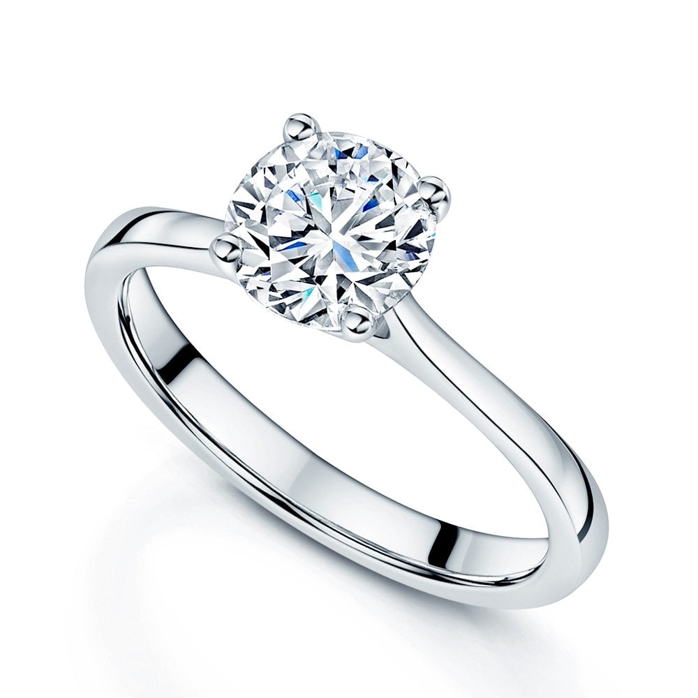 Platinum GIA Certificated 1.32 Carat Round Brilliant Cut Diamond Solitaire Ring With A Four Claw Setting