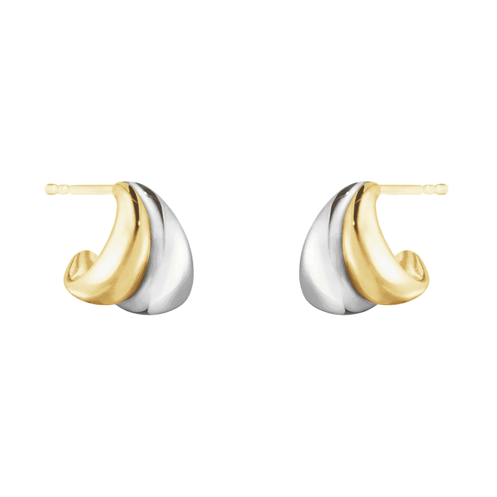 Curve Sterling Silver & 18ct Yellow Gold Small Hoop Stud Earrings