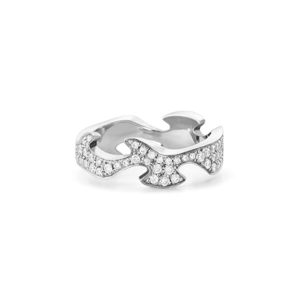 Fusion 18ct White Gold Pave Diamond Set Centre Ring