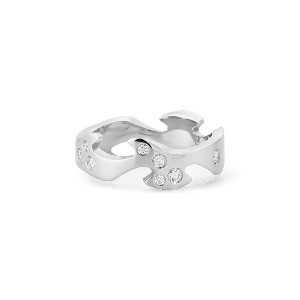 18ct White Gold Diamond Set Fusion Centre Ring