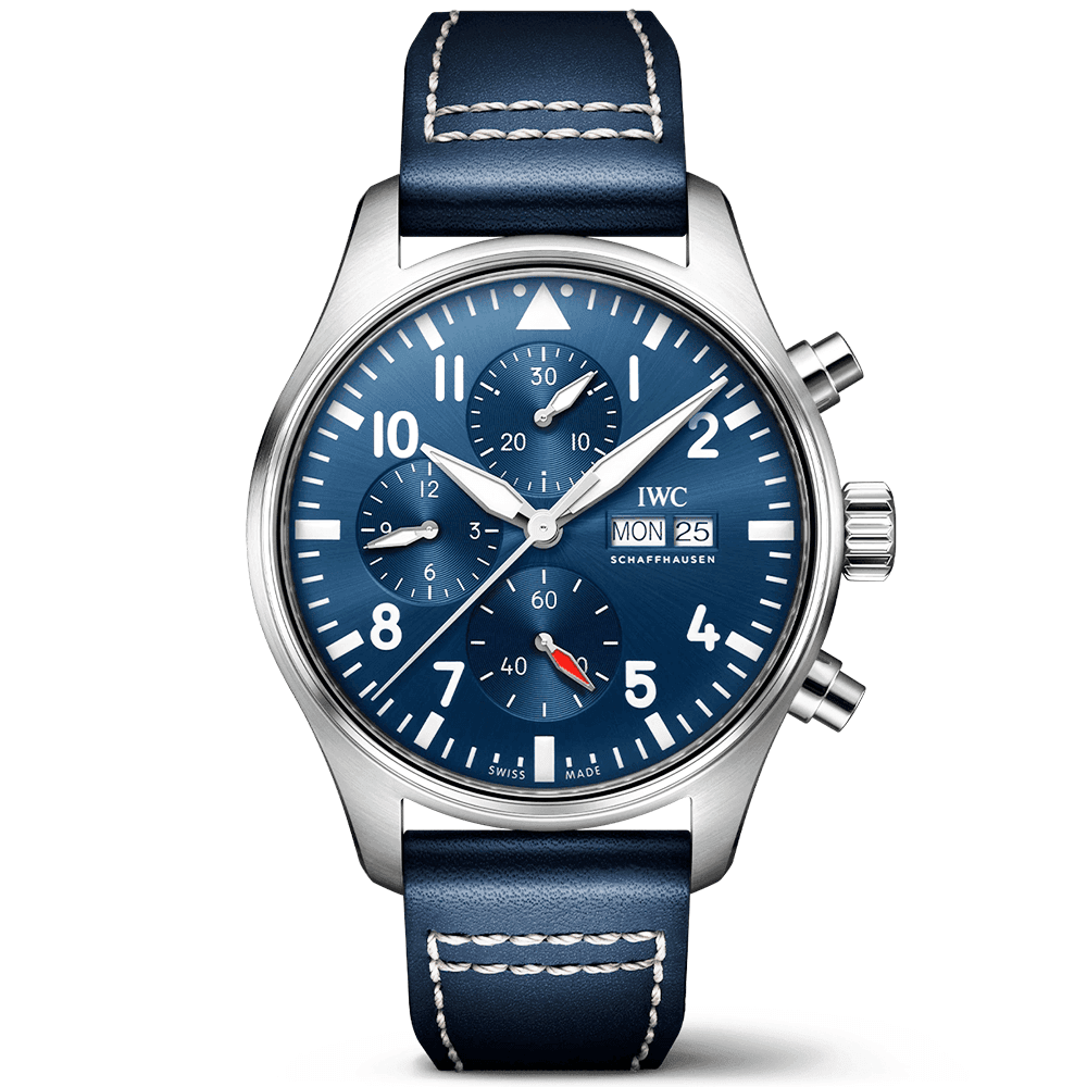 Pilot's 43mm Blue Dial Chronograph Leather Strap Watch